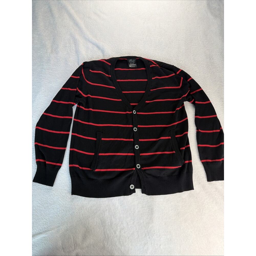 Southpole Men’s XL Black Red Striped Button Cardigan Y2K Streetwear Sweater